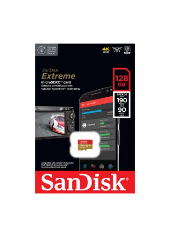 Карта памяти 128GB microSD class 10 UHS-I U3 Extreme (SDSQXAA-128G-GN6MN) SanDisk (385853867)