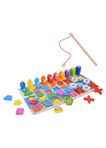 Дерев'яна іграшка Центр розвиваючий C9426 вкладиші, пірамідки, риболовля Bambi (364131657)