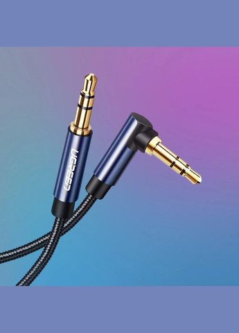 Аудіокабель 3.5mm Male to 3.5mm Male Cable Gold Plated Metal Case with Braid 1m (Blue Black) Ugreen AV112 (340279588)