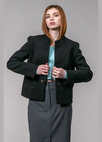 Черный женский пиджак приталенный кашемир CHICLY однотонный - зимний