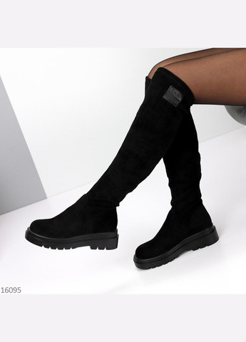 Ботфорти замшеві чорні на платформі, чоботи чулки замшеві купити недорого No Brand (366704590)