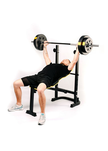 Тренировочная скамейка WB-003 горизонтальная для жима со стойкой под штангу. Besport (365718076)