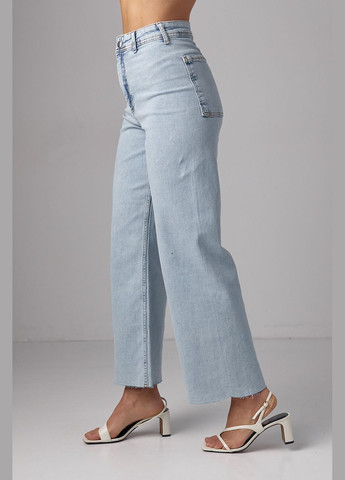 Женские джинсы Straight с необработанным низом - голубой Lurex - (289060699)
