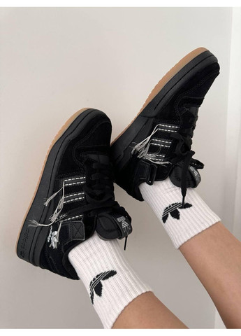 Чорні Осінні кросівки чоловічі adidas forum black / white threads адідас форум No Brand