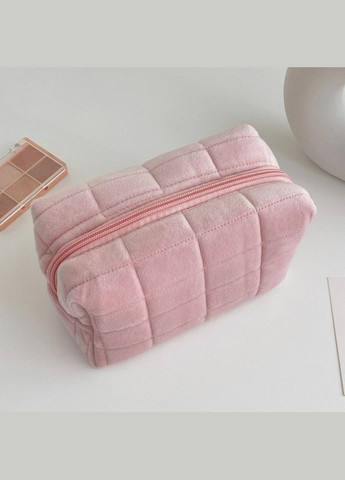 Косметичка Велюрова в клітинку C8a Рожева (AN0103007) ANbeauty (360768403)