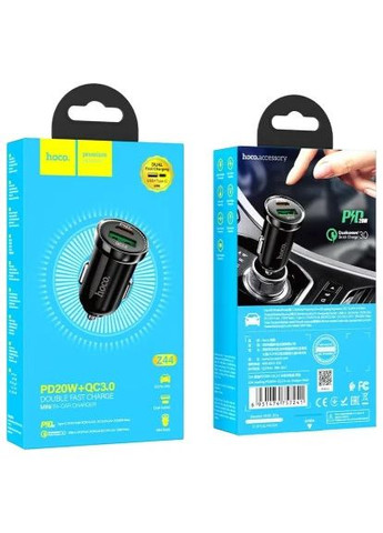 Зарядное устройство для (6931474757241) Hoco Z44 USB-A/Type-C Black (370016044)
