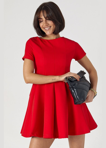 Червона жіноча міні-сукня з короткими рукавами Lurex