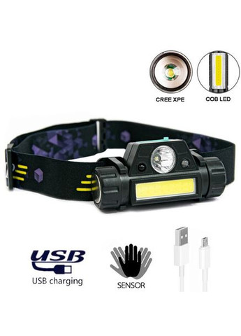 Налобный LED фонарь BL-1898 Sensor 7476 яркий мощный аккумуляторный фонарик с датчиком движения и магнитом Bailong (297331976)