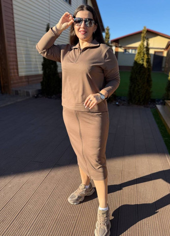 Костюм двійка: Кофта з коміром поло та спідниця міді Україна (325701879)