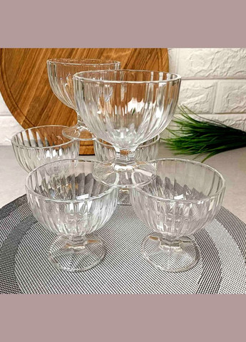 Набор стеклянных креманок 6 шт для десертов на ножке 270мл Uniglass (315436500)