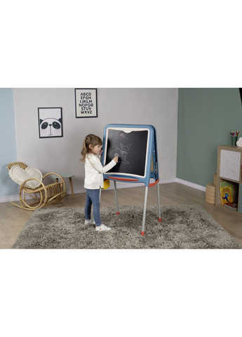 Двухсторонний мольберт Буквы и цифры на металлических ножках, синий () Smoby 410308 (370598536)