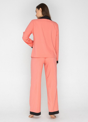 Терракотовая всесезон пижама женская рубашка с длинным рукавом и брюки (теракотовий/черный) рубашка + брюки GorLin