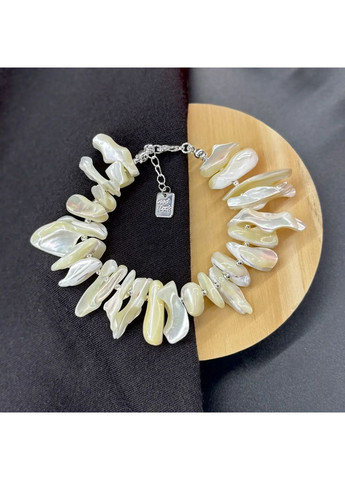 Браслет натуральний камінь Перламутр крихта, фур-ра гіп-ний сплав колір срібло d-20х4мм+- L-17-20см No Brand Браслет (362695427)