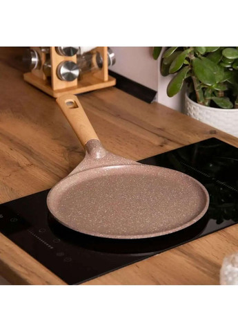 Алюмінієва млинцева сковорода з мармуровим антипригарним покриттям Ø 28 см, товсте дно кавового кольору HP-4-430CO MGC (370801920)