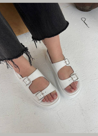 Белые босоножки из натуральной кожи No Brand с ремешком