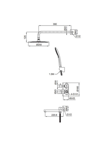 Встраиваемая душевая система KI-66018-02 (с нерж. стали) (Цвет нерж) (KR4794) KOER (321184430)