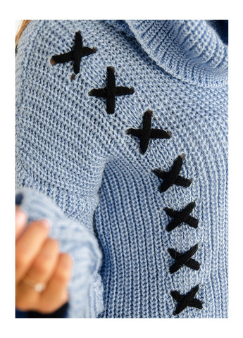 Голубой зимний вязаный свитер No Brand