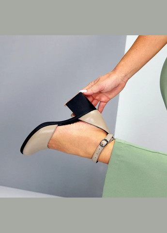 Viki Стильні бежеві жіночі туфлі на середньому підборі з ремінцем – комфорт і елегантність у кольорі мокко бежевий з натуральна шкіра, — літо (339602423)