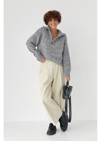 Сірий зимовий теплий в'язаний светр Lurex