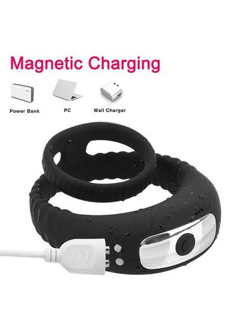 Потрійне ерекційне віброкольцо на пенис і мошонку на USB чорного кольору із 10 режимів вібрації China (360604430)