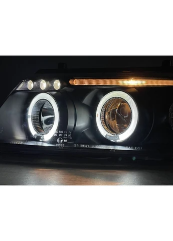 Передние фары Volkswagen B5 (1996-2000) черные с линзами и кольцами (ЦЕНА ЗА ПАРУ) Tuning-Tec Passat (398182632)