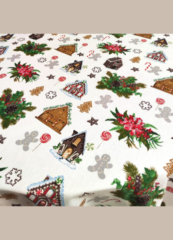 Новогодняя скатерть водоотталкивающая с тефлоновым покрытием на прямоугольный стол из натурального хлопка 120х120 Maystat (305390321)