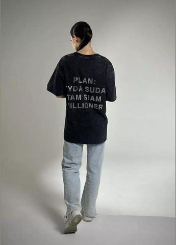 Жіноча оверсайз футболка вільного крою з ефектом варенки стильні oversize футболки варенка з оригінальним принтом на спині Cindylove - (343053102)