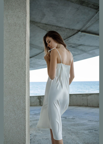 Білий коктейльна шовкова сукня на зав'язках довжина міді сукня-комбінація Fayna