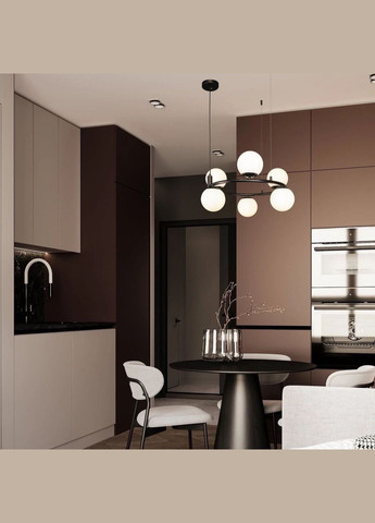 Люстра подвесная черная круглая на 6 ламп "Bubbles" (52-1011-6 BK+WH) No Brand (370070662)