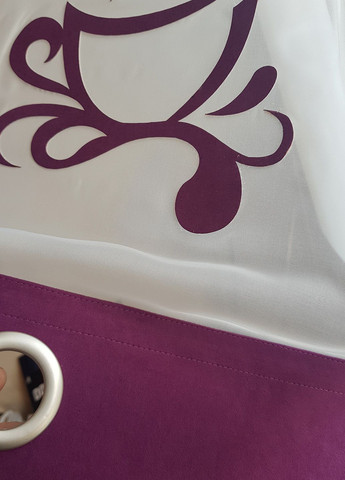 Комплект панельных занавесок Чашечка кофе 5шт карниз 250см белый с фиолетовым (26_9п) Firanka Exclusive (328948991)