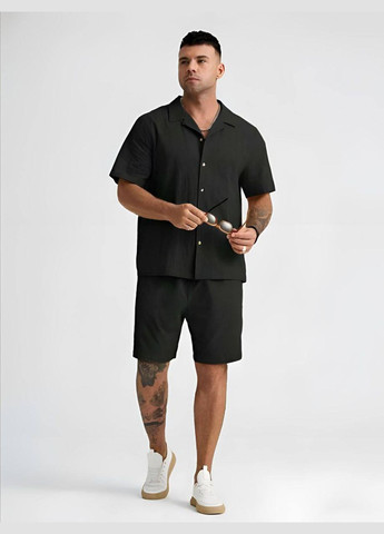 Черный летний костюм мужской с шортами No Brand