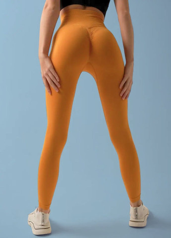 Легінси спортивні безшовні з push‑up ефектом гірчично‑жовті FitFiesta (328596855)