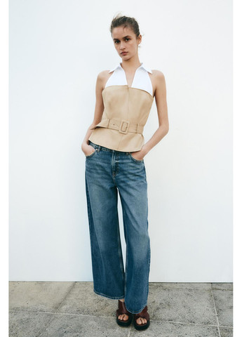 Комбінований топ із коміром хальтер Zara (354816897)