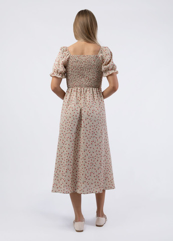 Бежева кежуал сарафан жіночий 2395-1 бежевий з відкритими плечима 346145 Power