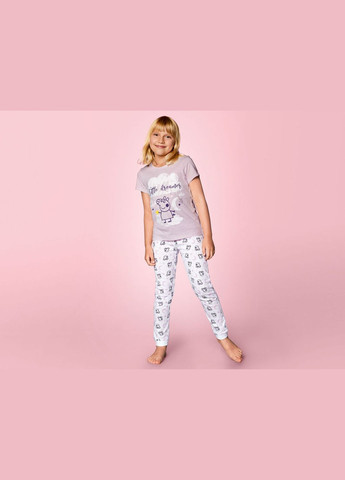 Бузкова піжама (футболка і штани) для дівчинки свинка пеппа 370241 бузковий Disney