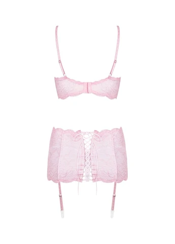 Світло-рожевий комплект з широким поясом girlly set Obsessive