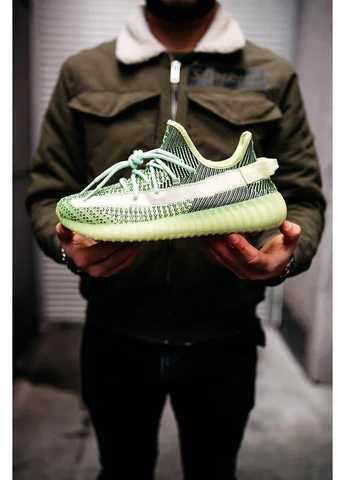 КРОССОВКИ ЖЕНСКИЕ ADIDAS YEEZY BOOST 350 V2 YEEZ REEL REFLECTIVE АДИДАС ИЗИ БУСТ No Brand зелёные демисезоны (369389698)