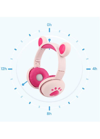 Безпровідні навушники з мікрофоном, медвежими вушками та LED підсвіткою подарункові (Розові) Atd (349824253)