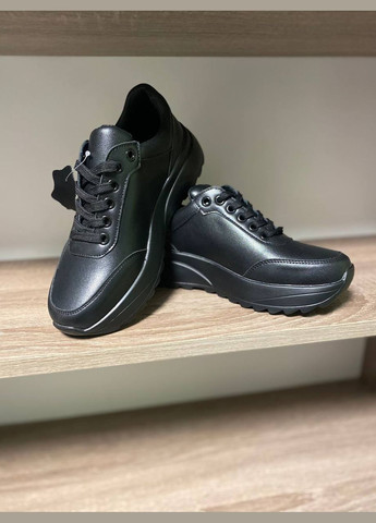 Женские черные кожаные классические кроссовки. No Brand чёрные (322421538)