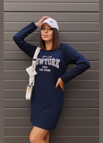 Синя спортивне трикотажне плаття з написом Fashion Girl