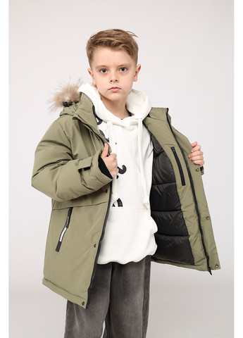 Оливкова (хакі) зимня куртка для хлопчика колір хакі цб-00280229 Yuki