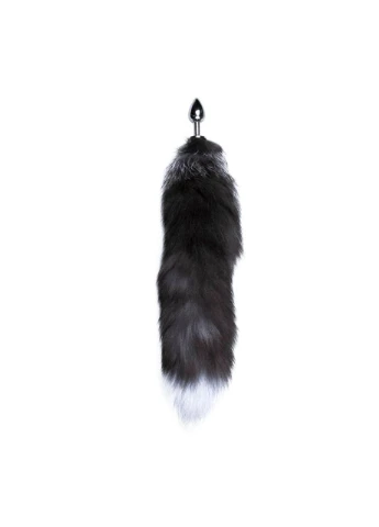 Металева анальна пробка Лисячий хвіст Alive Black And White Fox Tail S, діаметр 2,9 см No Brand (303888029)