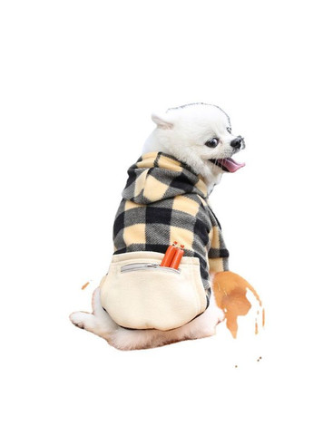 Худи для котов и кошек с карманом Pet Style "Сосиска" Чернобежевая клетка 2XL No Brand - (323236088)