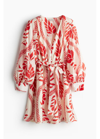 Комбинированное кэжуал платье с поясом H&M однотонное