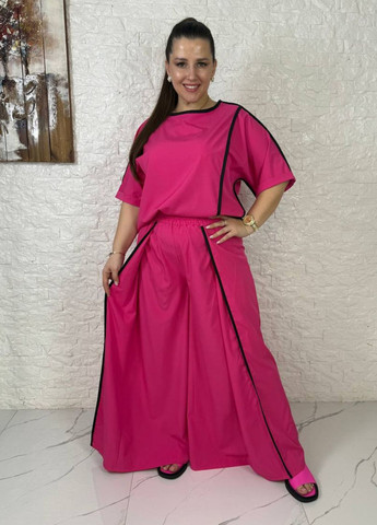 Жіночий повсякденний костюм двійка з кантом: блуза з нерівним низом та штани нахлест Україна (329369672)