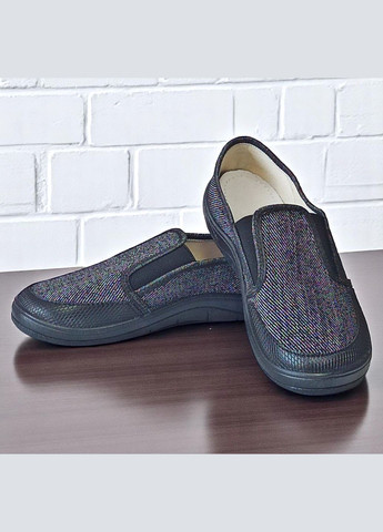 Черные ортопедические текстильные слипоны для мальчика тапочки сменная обувь сменка Waldi