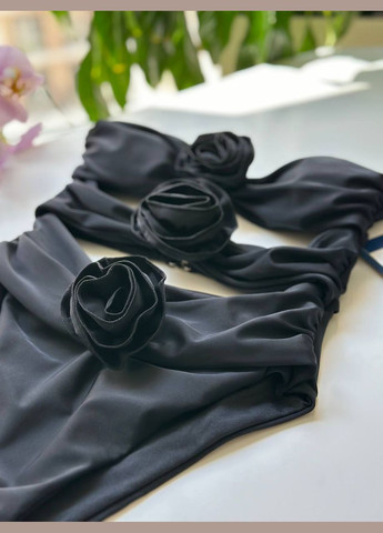 Черный летний стильный купальник слитный, бандо No Brand