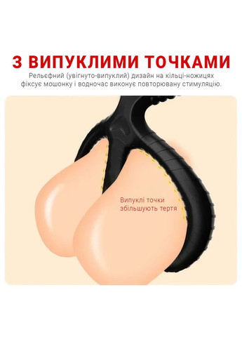 Ерекційне кільце потрійне "Ножиці" силіконове для затримки еякуляції чорне No Brand (372502332)