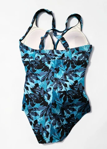 Синій літній купальник суцільний tummy control swimsuiti (2069) суцільний FS