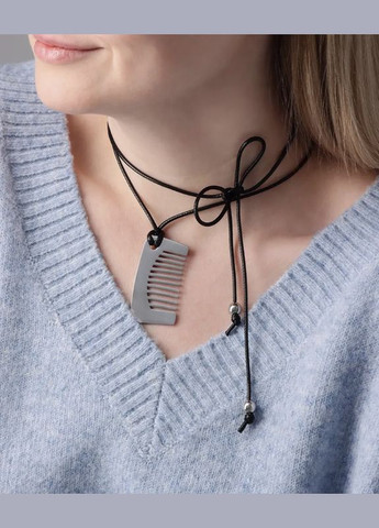 Колье удлиненный кожаный шнурок с кулоном Гребешок No Brand (329424206)